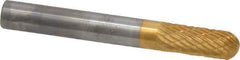 SGS Pro - 1/4" Cut Diam, 1/4" Shank Diam, Cylinder with Radius Head Double Cut Burr - Carbide, Radius End, 5/8" LOC, 2" OAL - Apex Tool & Supply