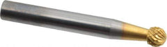 SGS Pro - 1/4" Cut Diam, 1/4" Shank Diam, Ball Head Double Cut Burr - Carbide, Radius End, 7/32" LOC, 2" OAL - Apex Tool & Supply