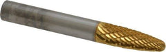 SGS Pro - 1/4" Cut Diam, 1/4" Shank Diam, Tree with Radius Head Double Cut Burr - Carbide, Radius End, 5/8" LOC, 2" OAL - Apex Tool & Supply
