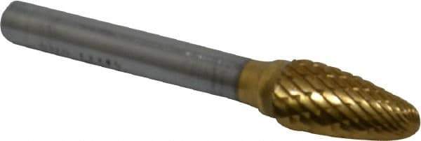 SGS Pro - 3/8" Cut Diam, 1/4" Shank Diam, Tree with Radius Head Double Cut Burr - Carbide, Radius End, 3/4" LOC, 2-1/2" OAL - Apex Tool & Supply