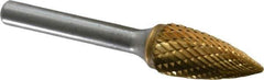 SGS Pro - 1/2" Cut Diam, 1/4" Shank Diam, Tree Head Double Cut Burr - Carbide, Point End, 1" LOC, 2-3/4" OAL - Apex Tool & Supply