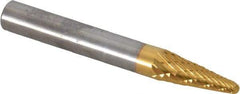 SGS Pro - 1/4" Cut Diam, 1/4" Shank Diam, Taper Head Double Cut Burr - Carbide, Radius End, 5/8" LOC, 2" OAL - Apex Tool & Supply