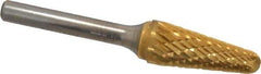 SGS Pro - 1/2" Cut Diam, 1/4" Shank Diam, Taper Head Double Cut Burr - Carbide, Radius End, 1-1/8" LOC, 2-7/8" OAL - Apex Tool & Supply