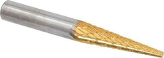 SGS Pro - 1/4" Cut Diam, 1/4" Shank Diam, Cone Head Double Cut Burr - Carbide, Point End, 1" LOC, 2" OAL - Apex Tool & Supply