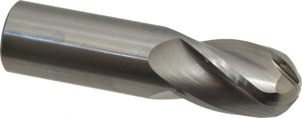 OSG - 1" Diam, 1-1/2" LOC, 4 Flute Solid Carbide Ball End Mill - Uncoated, Single End, 4" OAL, 1" Shank Diam, Spiral Flute - Apex Tool & Supply