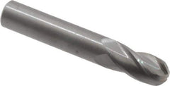 OSG - 9/16" Diam, 1-1/8" LOC, 4 Flute Solid Carbide Ball End Mill - Uncoated, Single End, 3-1/2" OAL, 9/16" Shank Diam, Spiral Flute - Apex Tool & Supply