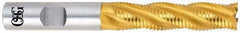 OSG - 3/8" Diam, Coarse Pitch, 1-1/2" LOC, 4 Flute Cobalt Roughing Square End Mill - TiN Finish, 3-1/4" OAL, 3/8" Shank Diam, Single End, 30° Helix - Apex Tool & Supply