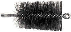 Schaefer Brush - 4-1/2" Brush Length, 4-3/4" Diam, Double Stem, Double Spiral Tube Brush - 7-1/4" Long, Stainless Steel, 1/4" NPSM Male Connection - Apex Tool & Supply
