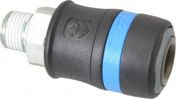 Prevost - 1/2 Male NPT Industrial Pneumatic Hose Safety Coupler - Composite, 1/2" Body Diam - Apex Tool & Supply