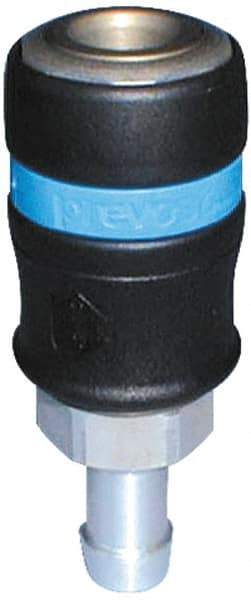 Prevost - Hose Barb Industrial Pneumatic Hose Safety Coupler - Composite, 1/2" Body Diam, 1/2" Hose ID - Apex Tool & Supply