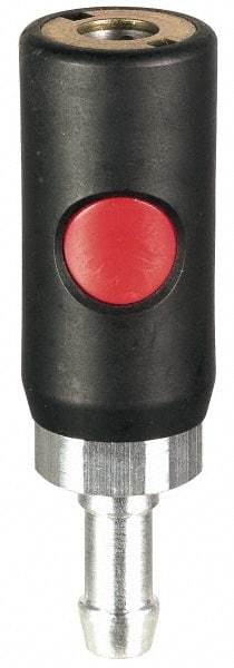 Prevost - Hose Barb Tru-Flate Automotive Pneumatic Hose Safety Coupler - Composite, 1/4" Body Diam, 1/4" Hose ID - Apex Tool & Supply