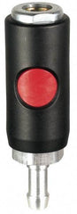 Prevost - Hose Barb Tru-Flate Automotive Pneumatic Hose Safety Coupler - Composite, 3/8" Body Diam, 1/2" Hose ID - Apex Tool & Supply