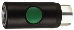 Prevost - 1/4 Female NPT European High Flow Pneumatic Hose Safety Coupler - Composite, 7.2mm Body Diam - Apex Tool & Supply
