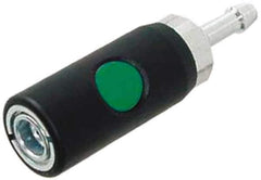Prevost - Hose Barb European High Flow Pneumatic Hose Safety Coupler - Composite, 7.2mm Body Diam, 3/8" Hose ID - Apex Tool & Supply