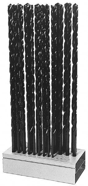 Interstate - 1/8 to 1/2", 118° Point, Oxide Finish, High Speed Steel Aircraft Extension Length Drill Bit Set - Apex Tool & Supply