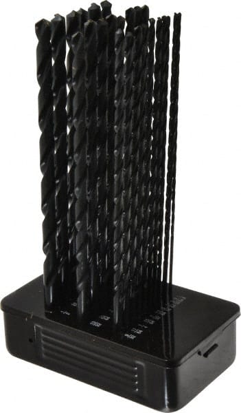 Interstate - 1/8 to 1/2", 118° Point, Oxide Finish, High Speed Steel Aircraft Extension Length Drill Bit Set - Apex Tool & Supply