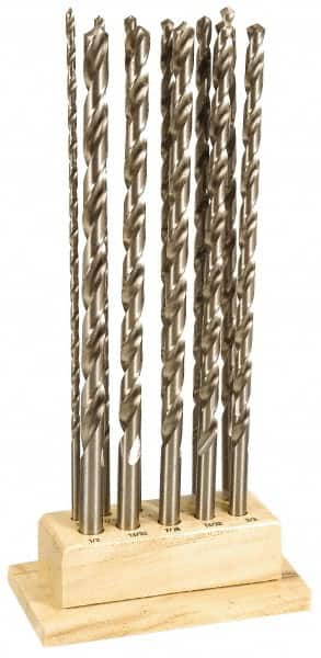 Interstate - 3/16 to 3/4", 118° Point, Oxide Finish, High Speed Steel Aircraft Extension Length Drill Bit Set - Apex Tool & Supply