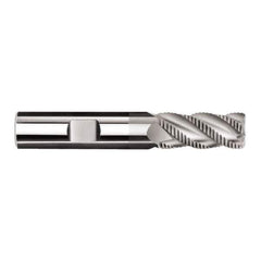 SGS - 20mm Diam, 38mm LOC, 4 Flute Solid Carbide 1.5mm Corner Radius Roughing End Mill - TiN Finish, 104mm OAL, 20mm Shank Diam, Single End, Centercutting, 40° Helix - Apex Tool & Supply
