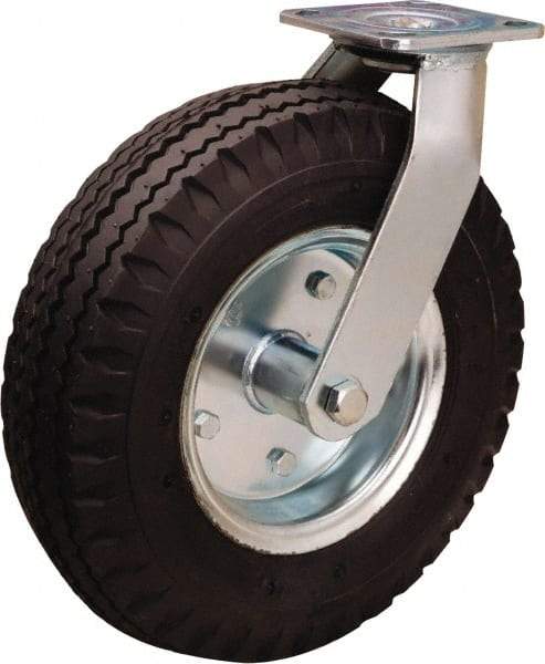 Hamilton - 12" Diam, Rubber Swivel Caster - 500 Lb Capacity, Top Plate Mount, 4" x 4-1/2" Plate, Precision Ball Bearing - Apex Tool & Supply