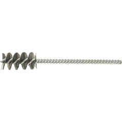 Brush Research Mfg. - 2" Diam Helical Stainless Steel Tube Brush - Single Spiral, 0.003" Filament Diam, 1" Brush Length, 4" OAL, 0.097" Diam Stainless Steel Shank - Apex Tool & Supply