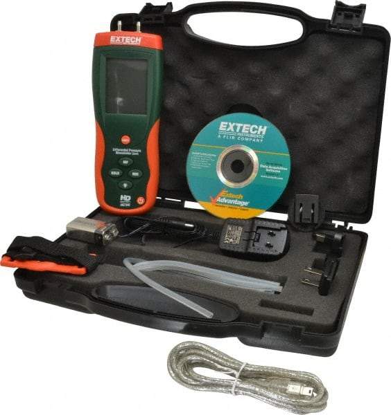 Extech - 2 Max psi, +/-0.3% FS% Accuracy, Differential Pressure Manometer - 2 Maximum PSI, 55.4 Inch Water Column - Apex Tool & Supply