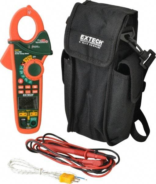 Extech - EX623, CAT III, Digital True RMS Auto Ranging Clamp Meter with 1-1/4" Clamp On Jaws - 600 VAC/VDC, 400 AC/DC Amps, Measures Voltage, Capacitance, Current, Frequency, Resistance, Temperature - Apex Tool & Supply