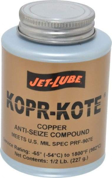 Jet-Lube - 0.5 Lb Can High Temperature Anti-Seize Lubricant - Copper/Graphite, -65 to 1,800°F, Copper/Bronze, Food Grade, Water Resistant - Apex Tool & Supply