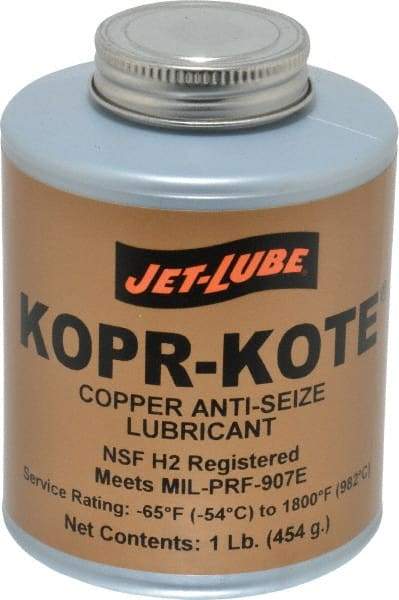 Jet-Lube - 1 Lb Can High Temperature Anti-Seize Lubricant - Copper/Graphite, -65 to 1,800°F, Copper/Bronze, Food Grade, Water Resistant - Apex Tool & Supply