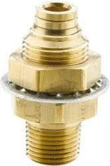 Parker - 1/2" Outside Diam, 1/2 NPTF, Brass Push-to-Connect Tube Male Bulkhead - 250 Max psi, Buna-N O-Ring, Tube to Male NPT - Apex Tool & Supply