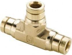 Parker - 5/8" Outside Diam, Brass Push-to-Connect Tube Union Tee - 250 Max psi, Tube Connection, Buna-N O-Ring - Apex Tool & Supply