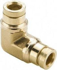 Parker - 1/2" Outside Diam, Brass Push-to-Connect Tube Union Elbow - 250 Max psi, Tube Connection, Buna-N O-Ring - Apex Tool & Supply