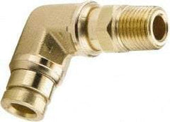 Parker - 5/8" Outside Diam, 3/8 NPTF, Brass Push-to-Connect Tube Male Swivel Elbow - 250 Max psi, Tube to Male NPT Connection, Buna-N O-Ring - Apex Tool & Supply