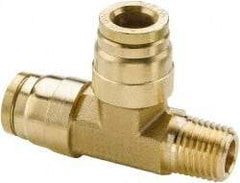 Parker - 5/32" Outside Diam, 1/8 NPT, Brass Push-to-Connect Tube Male Run Tee - 250 Max psi, Tube to Male NPT Connection, Buna-N O-Ring - Apex Tool & Supply
