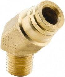 Parker - 5/8" Tube OD, 3/8 NPT Brass Push-to-Connect Tube Male 45° Elbow - 250 Max psi, Tube to Male NPT Connection, Buna-N O-Ring, -40 to 200°F Working Temp - Apex Tool & Supply