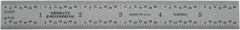 PEC Tools - 6" Long, 1/64, 1/32" and 0.5, 1mm Graduation, Rigid Steel Rule - English/Metric Graduation Style, 3/4" Wide, Silver, Satin Chrome Finish - Apex Tool & Supply