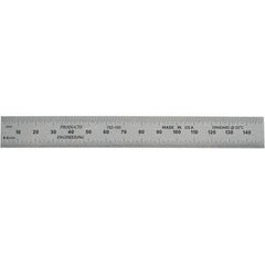 PEC Tools - 150mm Long, 0.5, 1mm Graduation, Rigid Steel Rule - Metric Graduation Style, 3/4" Wide, Silver, Satin Chrome Finish - Apex Tool & Supply