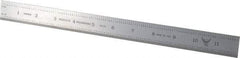PEC Tools - 12" Long, 1/100, 1/10" and 0.5, 1mm Graduation, Rigid Steel Rule - Decimal/Metric Graduation Style, 1" Wide, Silver, Satin Chrome Finish - Apex Tool & Supply