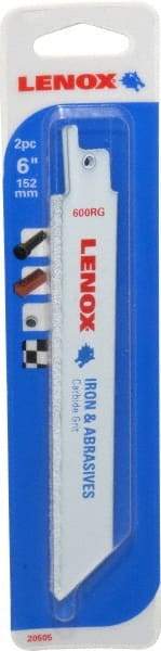 Lenox - 6" Long x 3/4" Thick, Carbide Reciprocating Saw Blade - Straight Profile, Continuous Edge, Universal Shank - Apex Tool & Supply