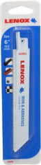 Lenox - 6" Long x 3/4" Thick, Carbide Reciprocating Saw Blade - Straight Profile, Continuous Edge, Universal Shank - Apex Tool & Supply