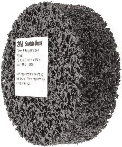 3M - 3" Diam, 1" Face Width, 1/4" Center Hole, Very Coarse Grade, Silicon Carbide Deburring Wheel - Unitized, Hard Density 7 Grade, 14,100 RPM - Apex Tool & Supply
