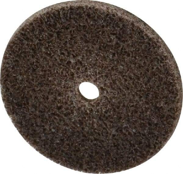 3M - 1-1/2" Diam, 1/8" Face Width, 3/16" Center Hole, Medium Grade, Aluminum Oxide Deburring Wheel - Unitized, Hard Density 7 Grade, 30,100 RPM - Apex Tool & Supply
