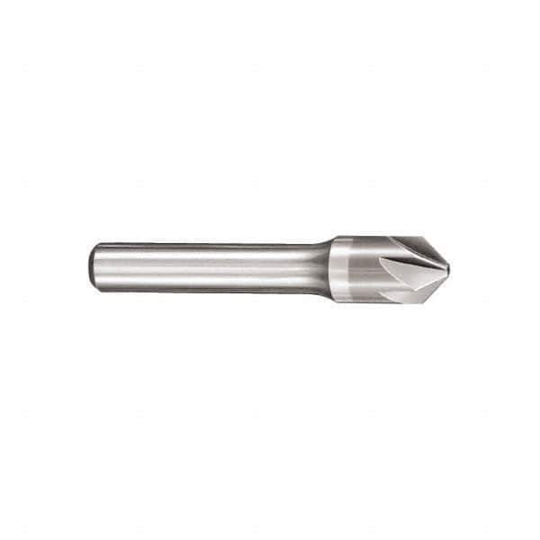 SGS - 1/8" Head Diam, 1/8" Shank Diam, 6 Flute 82° Solid Carbide Countersink - Bright Finish, 1-1/2" OAL, Single End, Straight Shank, Right Hand Cut - Apex Tool & Supply