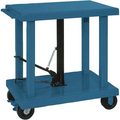 Wesco Industrial Products - 2,000 Lb Capacity Manual Hydraulic Post Lift Table - 37" to 59" Lift Height, 48" Platform Length x 32" Platform Width - Apex Tool & Supply