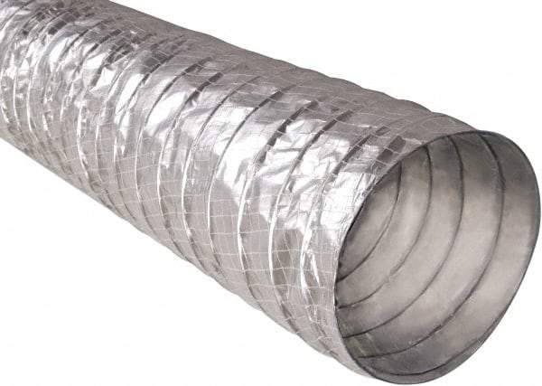 Hi-Tech Duravent - 5" ID, 25' Long, Metalized Film Blower & Duct Hose - Silver, 2.6" Bend Radius, 0.15 In/Hg, 0.85 Max psi, -20 to 250°F - Apex Tool & Supply