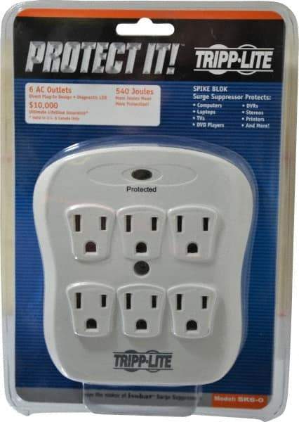 Tripp-Lite - 6 Outlets, 120 Volts, 15 Amps, Power Outlet Strip - Direct Plug-in Mount, 5-15P NEMA Configuration, 4.8" Strip, UL1449 3rd Edition - Apex Tool & Supply
