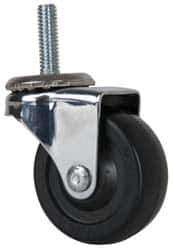 E.R. Wagner - 2" Diam x 13/16" Wide x 2-1/2" OAH Stem Mount Swivel Caster - Soft Rubber, 75 Lb Capacity, Delrin Bearing, 5/16-18 x 1" Threaded Stem - Apex Tool & Supply