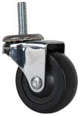 E.R. Wagner - 2" Diam x 13/16" Wide x 2-1/2" OAH Stem Mount Swivel Caster - Soft Rubber, 75 Lb Capacity, Delrin Bearing, 5/16-18 x 1" Threaded Stem - Apex Tool & Supply