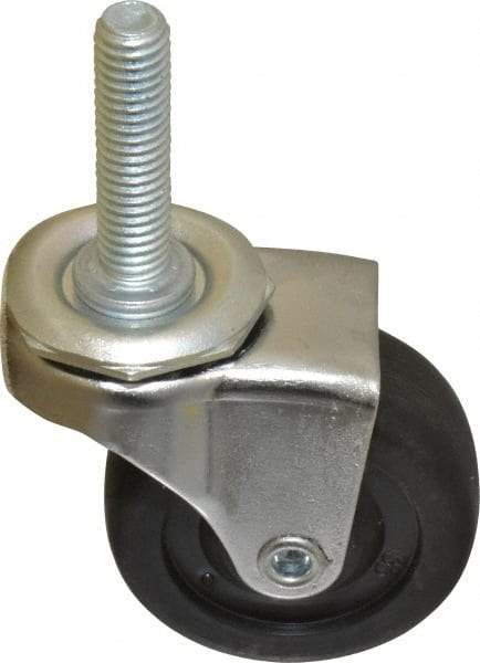 E.R. Wagner - 2" Diam x 13/16" Wide x 2-1/2" OAH Stem Mount Swivel Caster - Hard Rubber, 100 Lb Capacity, Delrin Bearing, 3/8-16 x 1-1/2" Threaded Stem - Apex Tool & Supply