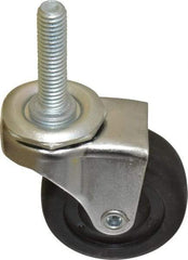 E.R. Wagner - 2" Diam x 13/16" Wide x 2-1/2" OAH Stem Mount Swivel Caster - Hard Rubber, 100 Lb Capacity, Delrin Bearing, 3/8-16 x 1-1/2" Threaded Stem - Apex Tool & Supply