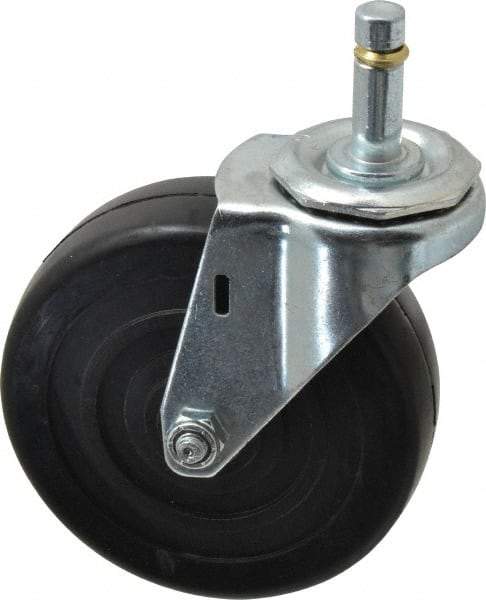 E.R. Wagner - 4" Diam x 1-1/4" Wide x 4-1/2" OAH Stem Mount Swivel Caster - Soft Rubber, 165 Lb Capacity, Delrin Bearing, 7/16 x 1-3/8" Friction Stem - Apex Tool & Supply